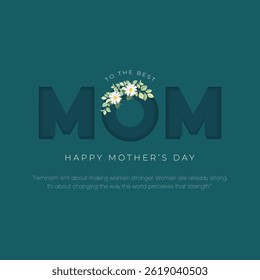 Happy Mother's Day Post and Greeting Card. Modern and Minimal Mother's Day Background with Text for Poster, Website, and Social Media Vector Illustration.