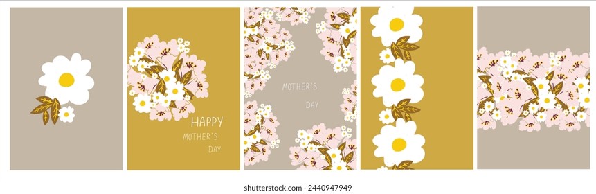 Happy Mother's Day. Postcards and posters for the spring holiday. Vector illustration.