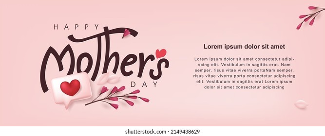 Happy Mothers day poster banner background layout with badges and flower 