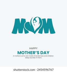 Happy Mother's Day poster and banner with MOM, heart, and baby . EPS file. 