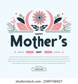 Happy mother's day poster banner or greeting card design with flower, social media banner