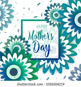 Happy Mother's Day poster with bright flowers. Trendy Design Template. Vector illustration