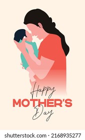 Happy Mother's Day Poster design with an illustration of mother holding baby