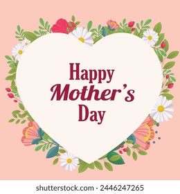 Happy Mothers Day poster with floral flowers. 