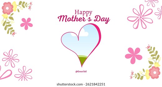 Happy Mother's Day Poster with Flower Decoration