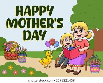 Happy Mothers Day Poster Horizontal Banner 