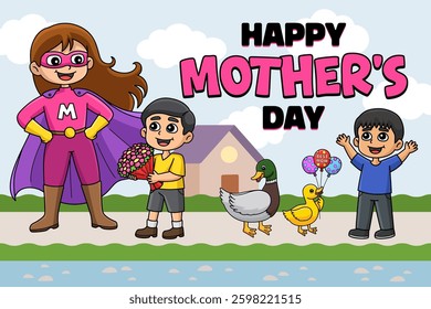 Happy Mothers Day Poster Horizontal Banner 