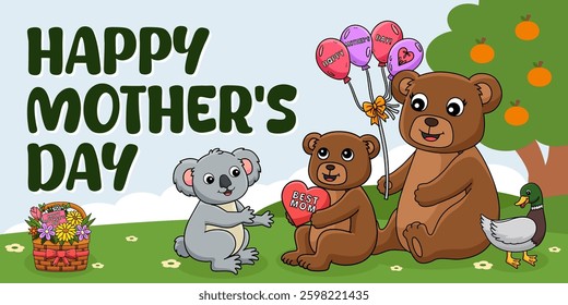 Happy Mothers Day Poster Panoramic Banner 