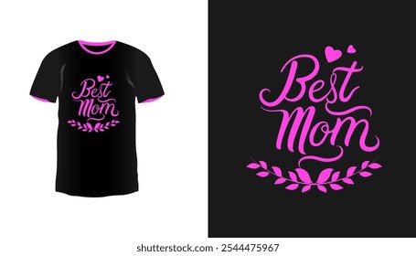 Happy Mother's day poster t-shirt with pink flowers and a pink background