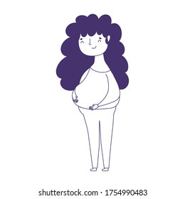 happy mothers day, pregnant woman cartoon character isolated design vector illustration line style