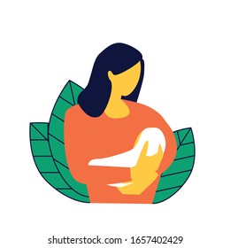 Happy mother's day. Pretty woman holding a newborn baby in her arms.