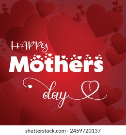 happy mothers day, red background, mothers love, hearts background