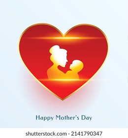 happy mothers day red heart greeting