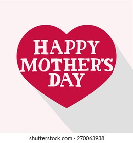 Happy Mothers day red heart over flat background