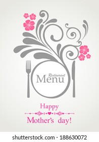 Happy Mother's Day! Restaurant Menu Card Design. Menu Template on Mother's Day. Vector illustration 