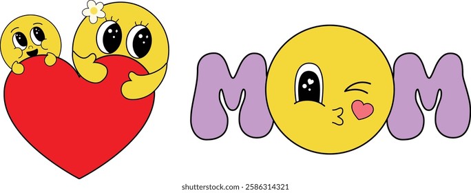 Happy Mother's Day Retro Emoji.