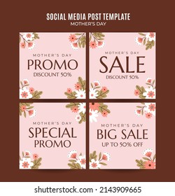 Happy Mother's Day Retro Web Banner for Social Media Square Poster, banner, space area and background