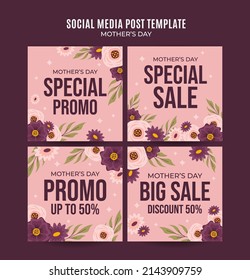 Happy Mother's Day Retro Web Banner for Social Media Square Poster, banner, space area and background
