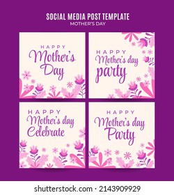 Happy Mother's Day Retro Web Banner for Social Media Square Poster, banner, space area and background