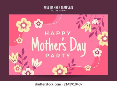 Happy Mother's Day Retro Web Banner for Social Media Poster, banner, space area and background