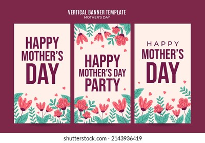 Happy Mother's Day Retro Web Banner for Social Media Vertical Poster, banner, space area and background