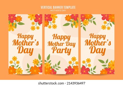 Happy Mother's Day Retro Web Banner for Social Media Vertical Poster, banner, space area and background