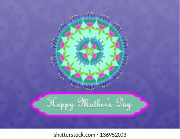 Happy Mother's Day. with Round Ornamental Pattern Element,horizontal.Vector eps10 , illustration