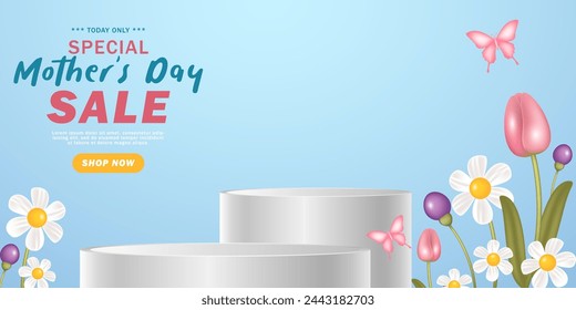 Happy mothers day sale for banner, poster with flowers decoration. vector illustration, easy for edit