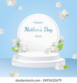 Happy Mother's Day sale, Mother's Day sale banner with product display and Jasmine flowers