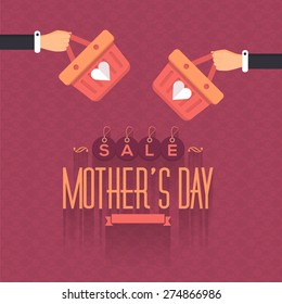 Happy Mother's Day Sale Concept Web Banner Flat Design Template