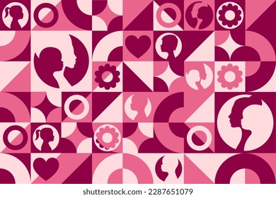 Happy Mother's Day. Seamless geometric pattern. Template for background, banner, card, poster. Vector EPS10 illustration