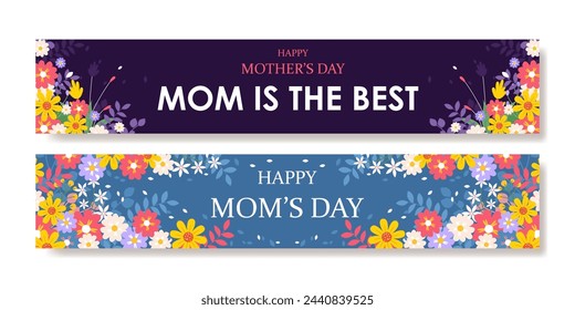 Happy mothers day set banner, vector for header. vector illustration
