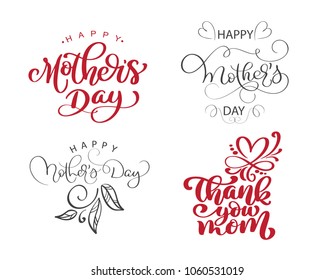 happy mothers day set Hand drawn lettering quotes. Vector t-shirt or postcard print design, Hand drawn vector calligraphic text design templates, Isolated phrase on white background