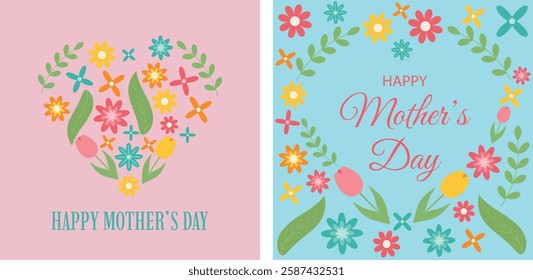 Happy Mother's Day. Set of posters, greeting cards.