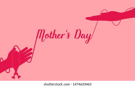 happy mother's day. silhouette child offspring pay respect to parent with love more than world. thailand tradition culture. vector illustration eps10