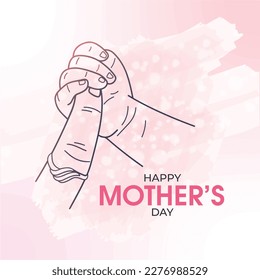 Happy mothers day silhouette design baby hand holding finger of mother