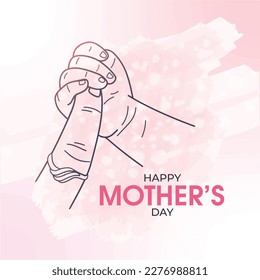 Happy mothers day silhouette design baby hand holding finger of mother