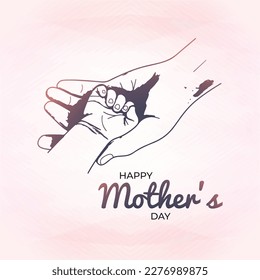 Happy mothers day silhouette mother holding child hand