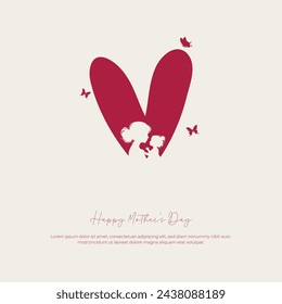 Happy mother's day Silhouette of a mother and her child with text Happy Mothers Day celebration post, greeting card, banner, poster. vector illustration.