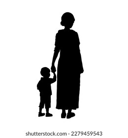 Happy Mother`s Day. silhouette of a motherand child 