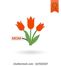 Happy Mothers Day Simple Flat Icon. Vector, Clean Work, Minimum Points
