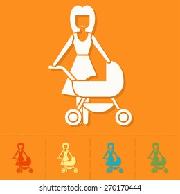 Happy Mothers Day Simple Flat Icon. Vector, Clean Work, Minimum Points