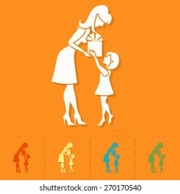 Happy Mothers Day Simple Flat Icon. Vector, Clean Work, Minimum Points