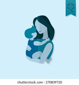 Happy Mothers Day Simple Flat Icon. Vector, Clean Work, Minimum Points