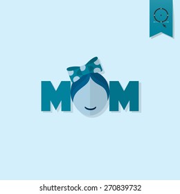 Happy Mothers Day Simple Flat Icon. Vector, Clean Work, Minimum Points