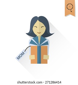 Happy Mothers Day Simple Flat Icon. Vector, Clean Work, Minimum Points