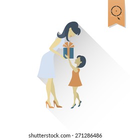 Happy Mothers Day Simple Flat Icon. Vector, Clean Work, Minimum Points