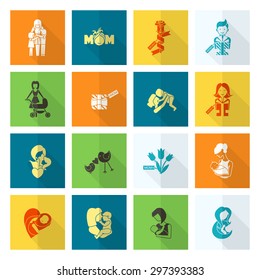 Happy Mothers Day Simple Flat Icons. Vector, Clean Work, Minimum Points
