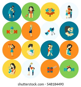 Feliz Día de la Madre, simples iconos planos. Vector, trabajo limpio, puntos mínimos