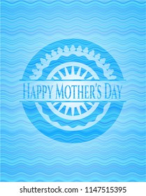 Happy Mother's Day sky blue water badge background.